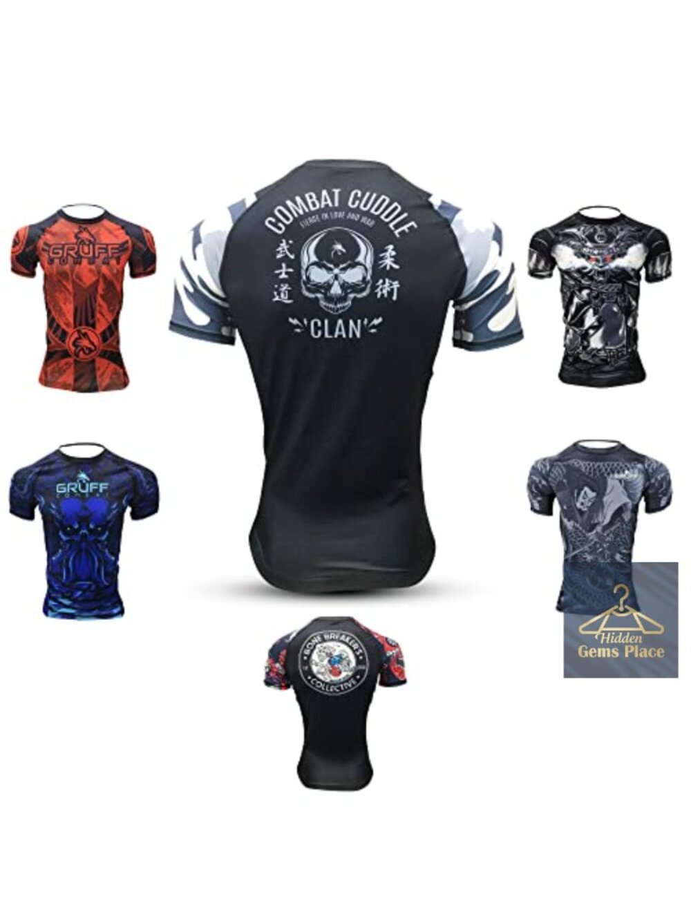 Gruff Rash Guard Short Sleeve Compression MMA BJJ No Gi Wrestling Top
